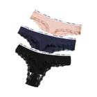 Calcinhas Tanga de Algodão com Renda - Cintura Baixa - Pacote com 3 Unidades