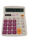 Calculadora de Mesa Rosa Purple  E Branco Visor Grande 12 Dígitos - 837c