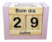 Calendário Permanente De Mesa Madeira Home Decor Rosa Bebê