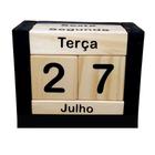 Calendário Permanente Wood Work Madeira Preto E Cru