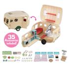 Calico Critters Caravan Family Camper - Família de Brinquedo com 35 Acessórios