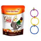 Calopsita Gold Mix Reino das Aves + Brinquedo Argolas Coloridas