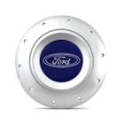 Calota Centro Roda Ferro Amarok Ford Ecosport 4 Furos Prata Emblema Azul