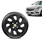 Calota Chevrolet GM Onix 2013 14 15 16 Aro 14 Preta Fosca Emblema Prata