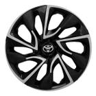 Calota Ds4 Aro 14 Black Silver + Emblema Resinado Toyota