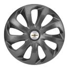 Calota esportiva aro 15 velox graphite + emblema de alumínio gm escovado