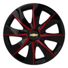 Calota esportiva prime 13 black red + emblema alumínio gm preto