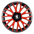 Calota esportiva triton 14 black red + emblema resinado peugeot