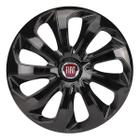 Calota esportiva velox 13 black + emblema alumínio fiat vermelho