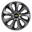 Calota esportiva velox 13 graphite black + emblema resinado gm chevrolet