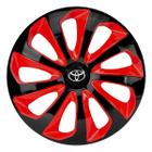 Calota esportiva velox 14 black red + emblema resinado toyota