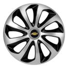 Calota esportiva velox 14 silver black + emblema resinado gm chevrolet