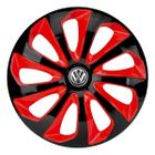 Calota esportiva velox 15 black red + emblema alumínio volks 3d