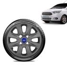 Calota Ford Ka + 2015 16 17 18 Aro 14 Grafite Fosca Emblema Azul