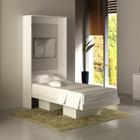 Cama Articulada Vertical De Parede Compacta Solteiro Quarto 2 Nichos Prateleiras Multiuso Branco