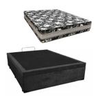 Cama Base Box Baú Casal Super Black Suede Preto + Colchão Casal Super Black D33 28x138x188