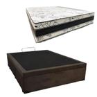 Cama Base Box Baú Casal Super Confort Suede Marrom + Colchão Casal Super Confort D33 28x138x188