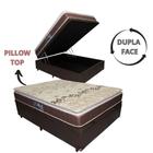 Cama Base Box com Baú Queen+ Colchão de Espuma D28 Dupla Face - PILLOW TOP -Confort - Anjos