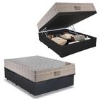 Cama Baú Casal Sintético + Colchão Ortobom Airtech Molas Ensacadas 65x138x188 Cinza