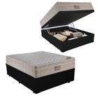 Cama Baú Casal Sintético + Colchão Ortobom Airtech Molas Ensacadas 65x138x188 Preto