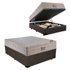 Cama Baú Casal Sintético + Colchão Ortobom Airtech Molas Ensacadas 72x138x188 Marrom