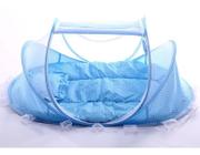 Cama Berço Portátil com Tenda Mosquiteiro Azul, Cercadinho Berço para Bebês