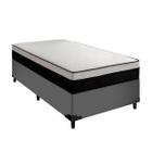 Cama Box Arezzo Black White Solteiro Molas Ensacadas Cinza