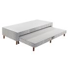 Cama Box Base c/Auxiliar Solteiro Universal Tecido Bordado White (88x188x30) - Paropas