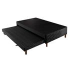 Cama Box Base c/Auxiliar Universal com Auxiliar Sommier Rústico Bordado Black (88x188x30) - Paropas