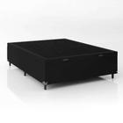 Cama Box Baú Base Casal Couro Preto 44x138x188 cm Reforçada