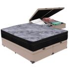 Cama Box Baú Bege e Colchão Airtech Pampa Molas ensacadas Queen Ortobom