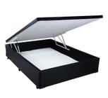 Cama Box Baú Blindada Casal 138x188x42 material sintético Preto Alfa