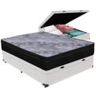 Cama Box Baú Branco e Colchão Airtech Pampa Molas ensacadas Casal Ortobom