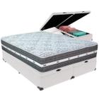 Cama Box Baú Branco e Colchão Black Graphite Molas Ensacadas King 193x203X27 Anjos