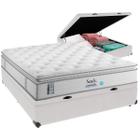 Cama Box Baú Branco e Colchão Confort Gel Molas Ensacadas com Pillow Top Casal Sealy