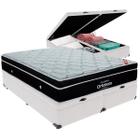 Cama Box Baú Branco e Colchão Elegant Molas Ensacadas King Ortobom