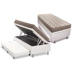 Cama Box Baú c/Auxiliar Solteiro: Colchão Espuma Paropas D28 / EP Pasquale Euro Pillow + Base CRC Courano White(88x188)