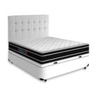 Cama Box Baú + Cabeceira Cassis e Colchão Casal - Castor - Black White D33 - 138x188x69cm Branco