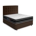 Cama Box Baú + Cabeceira Cassis e Colchão Casal - Castor - Black White D33 - 138x188x69cm Marrom