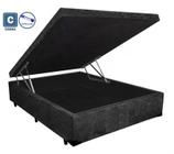 Cama Box Baú Casal 1AColchões Suede Preto 41x138x188