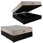 Cama Box Baú Casal Bipartido Sintético + Colchão Ortobom Airtech Molas Ensacadas 65x138x188 Preto