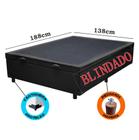 Cama Box Baú Casal Blindado Sintético Preto Com Pistão A Gás