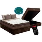 Cama Box Baú Casal: Colchão c/Vibro Massagem Probel Pró Magnífico Foam + Base CRC Suede Brown(138x188)