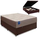 Cama Box Baú Casal Colchão de Espuma D33 Semi Ortopédico Extra Firme Orthotec Marrom 138x188x68cm