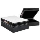 Cama Box Baú Casal: Colchão Espuma Castor D33 Black e White Air Double Face Euro Pillow + Base CRC Suede Gray(138x188)