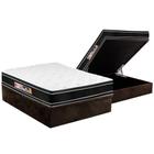 Cama Box Baú Casal: Colchão Espuma Castor D33 Black e White Air Euro Pillow + Base CRC Suede Brown(138x188)