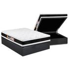 Cama Box Baú Casal: Colchão Espuma Castor D45 Black e White Air Double Face + Base CRC Suede Gray(138x188)