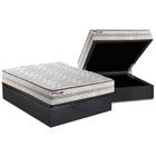 Cama Box Baú Casal: Colchão Espuma D33 Paropas Pasquale Plus Euro Pillow + Base CRC Suede Gray(138x188)