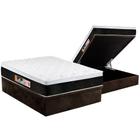 Cama Box Baú Casal: Colchão Espuma D45 Castor Black e White Air Euro Pillow + Base CRC Suede Brown(138x188)