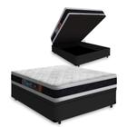 Cama Box Baú Casal + Colchão Espuma D45 Castor Black White Double Face 138x188x69cm